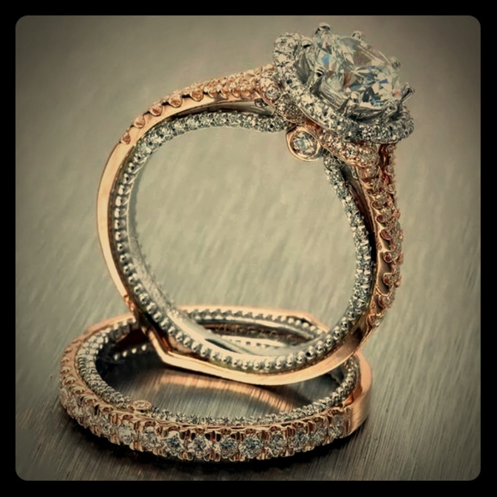White Topaz 18K Rose Gold Filled Ring Set